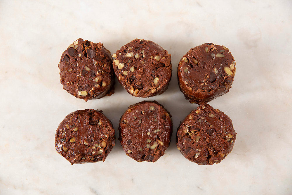 Bake-at-Home Flourless Double Chocolate Walnut Cookie Dough