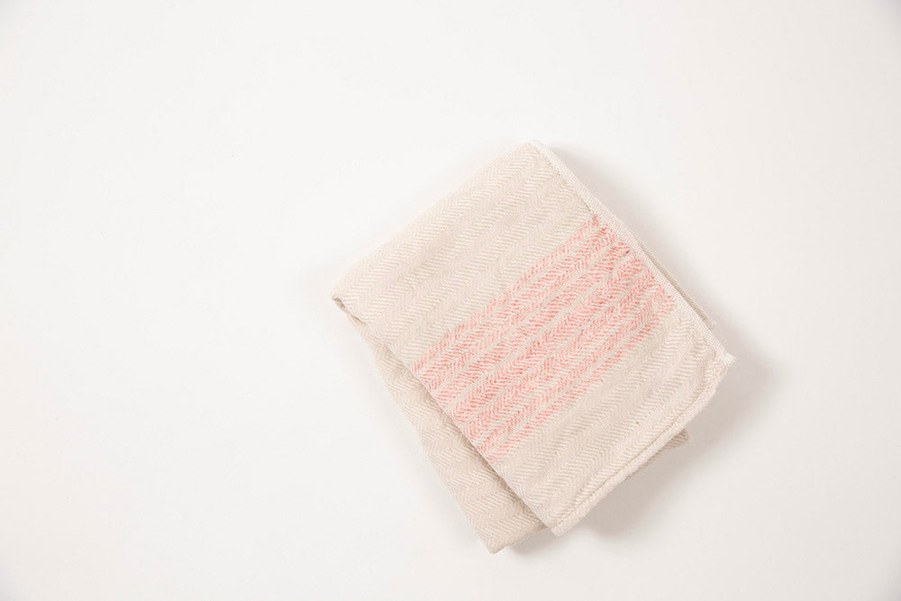 Japanese Cotton Towel Coral Stripe