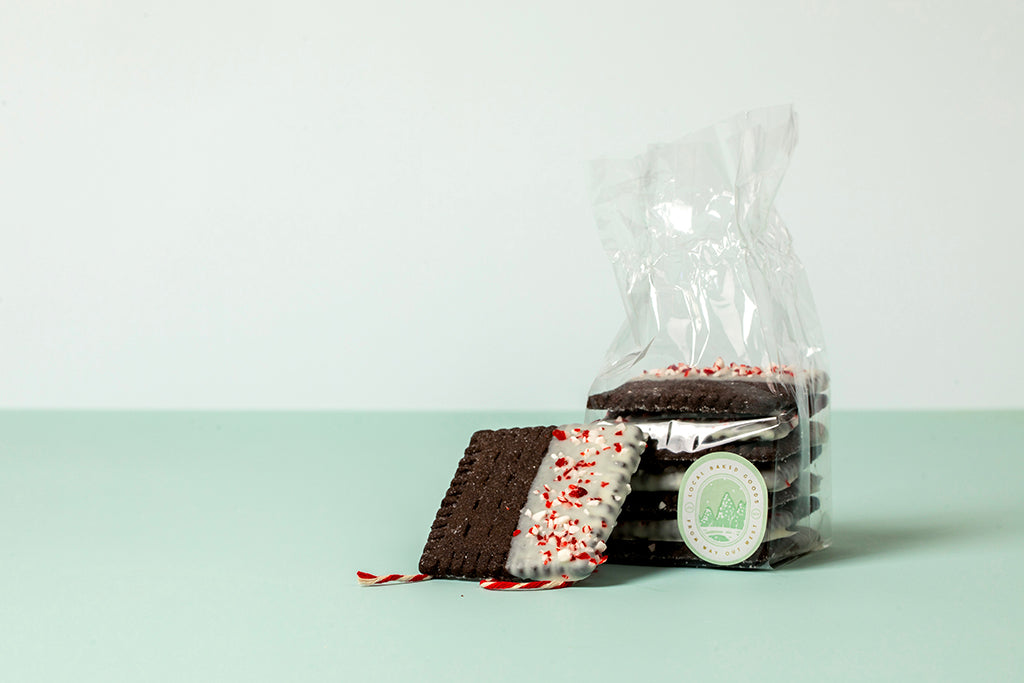 White Chocolate + Peppermint Dipped Chocolate Sables